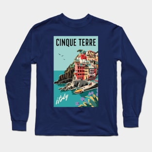 A Vintage Travel Art of Cinque Terre - Italy Long Sleeve T-Shirt